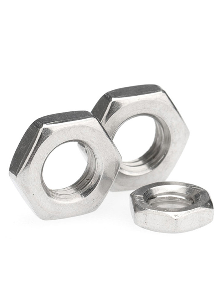 304 Stainless steel fine tooth hexagon thin nut screw cap M4M5M6M8M10-M20*0 5x0 75x1 25 teeth