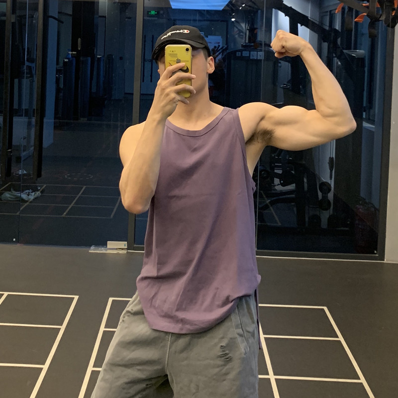 Loose sleeveless fitness clothes men's summer quick-drying training vest Muscle waistcoat top t-shirt blouse sports line iron