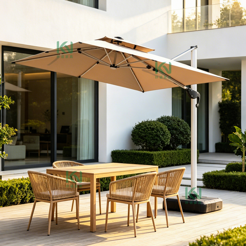 Outdoor Patio Umbrella with Solar Light Strip, Sunshade Umbrella for Villa Garden, Sun Umbrella for Homestay, Outdoor Commercial Roman Umbrella