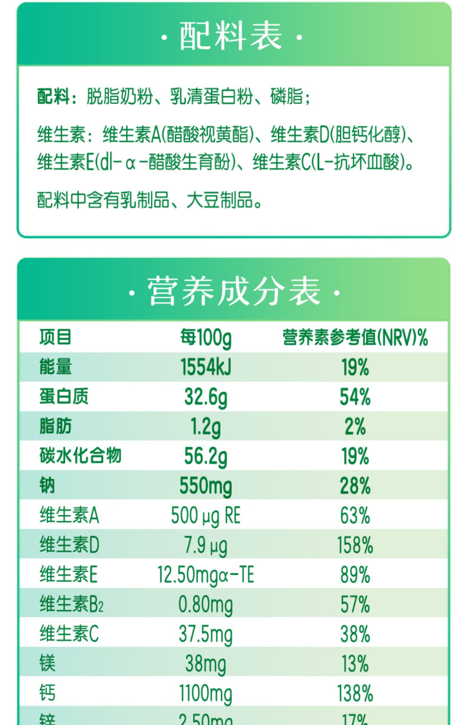 】伊利学生大学生脱脂奶粉男女高蛋白高钙