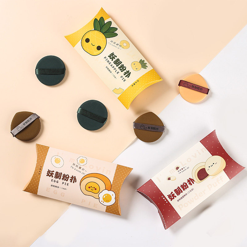 Wang Mumu's Color Test Hall - Demon-made Egg Yolk Pie Pineapple Pie Red Bean Pie Air Cushion Powder Puff Soy Milk Loose Powder Puff Soft