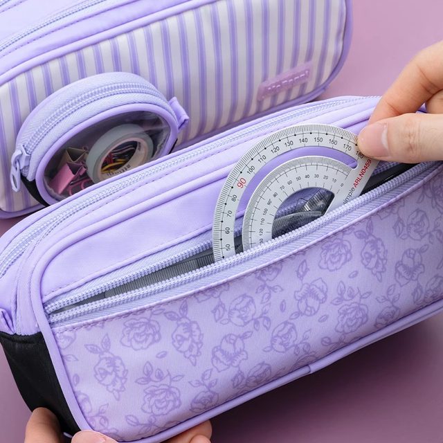 Chenguang large capacity pencil bag multi-function pencil bag camera bag Alice ins style high-value junior high school students special pencil case double zipper girls new storage bag primary school student stationery box