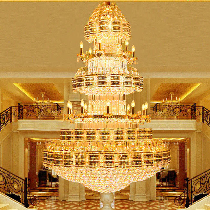 Large chandelier for the living room of the duplex building Villa hotel sales hall crystal chandelier European-style building middle floor large chandelier