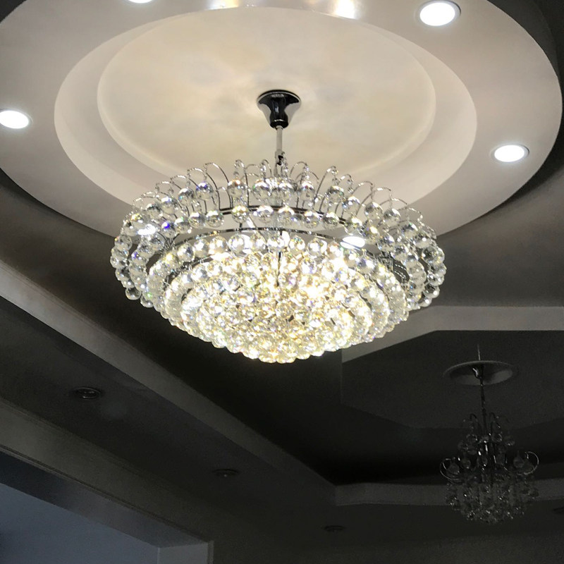 European-style crystal chandelier luxury living room chandelier round crystal chandelier silver dining room chandelier bedroom chandelier lighting