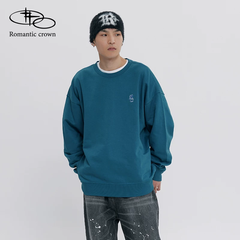 RomanticCrown24 autumn and winter street atmosphere printed pullover loose sweatshirt