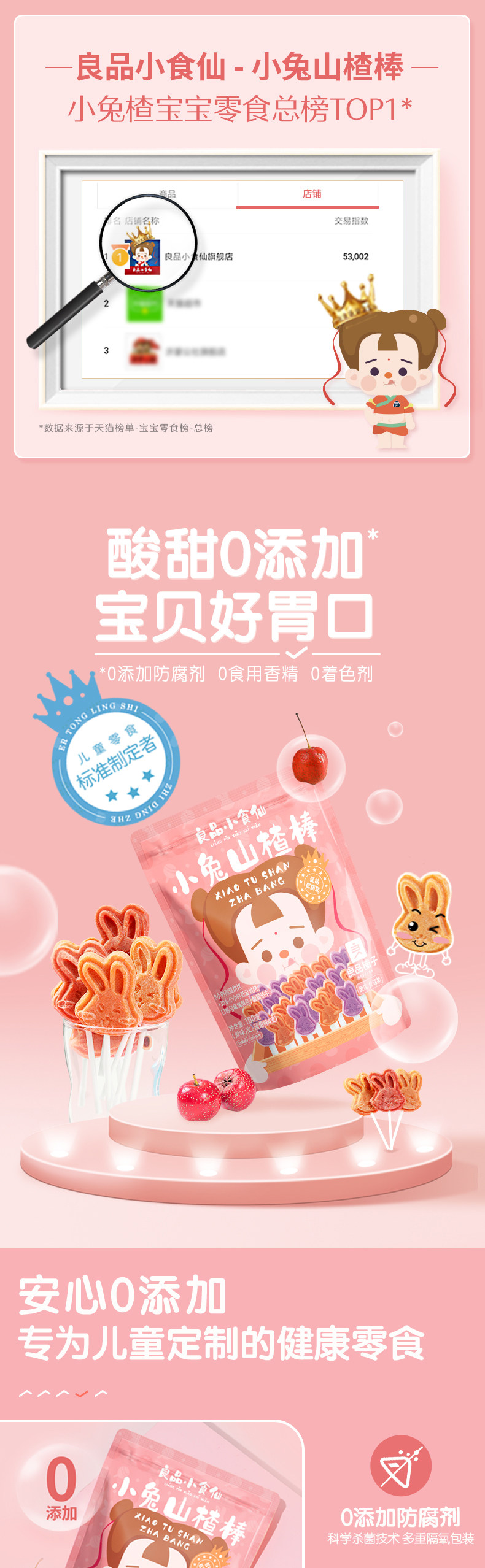 0添加 良品铺子 良品小食仙 小兔山楂棒 100g*2袋 双重优惠￥15包邮