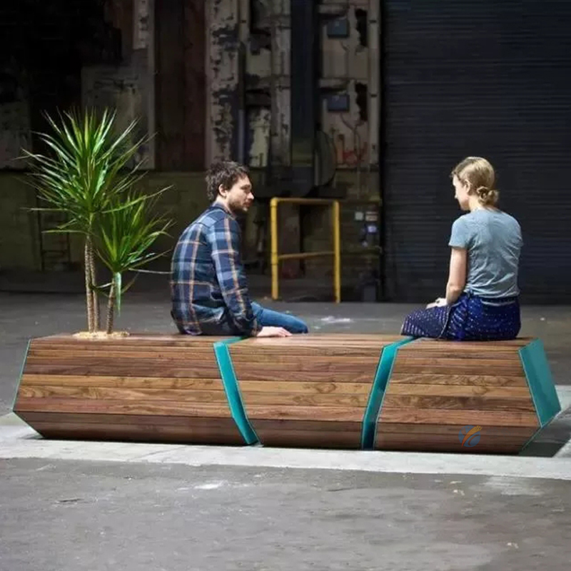 New Glass Fiber Mall Casual Chair Commercial Street Creative Imitation Wood Wood Wood Wood Bench Outdoor Patio Fashion Landscape Seat