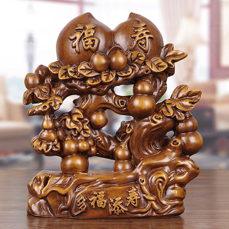Solid Wood Carved Peach-Shaped Ornament for the Elderly, Practical Birthday Gift for Grandparents and Elders to Celebrate Their Birthdays