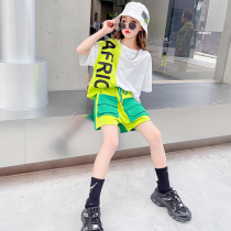 Girl Ocean Gas Sports Suit Summer 2023 New CUHK Child Summer Clothing Shorts Fried Street Trendy Two Sets