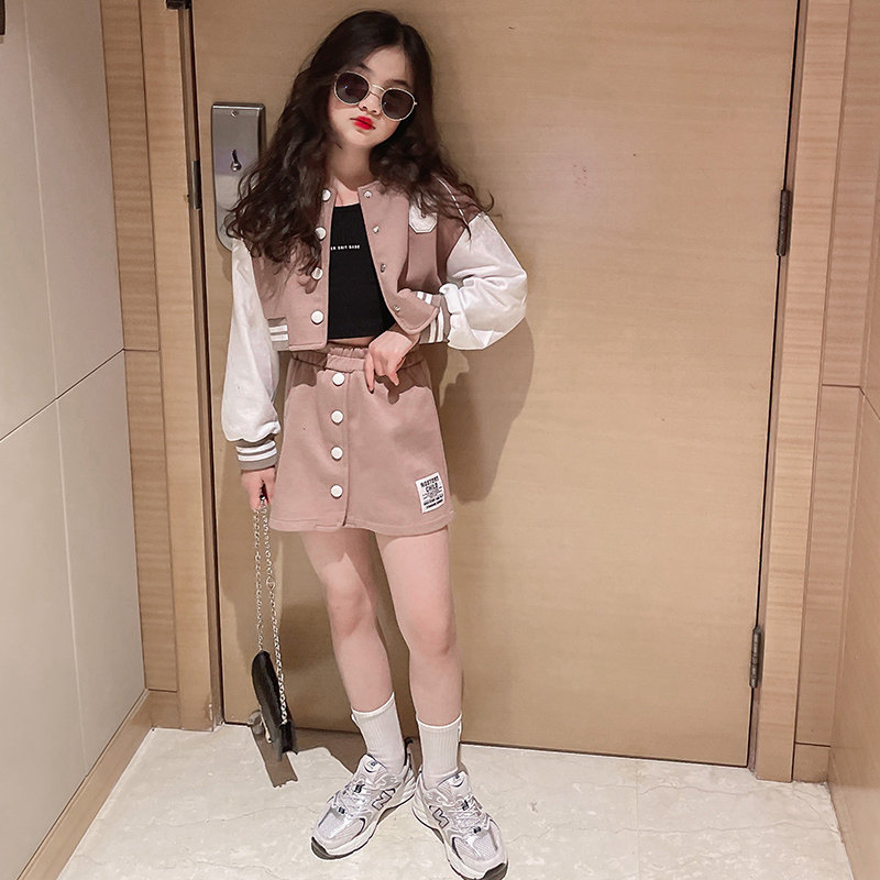 Girls' dress autumn clothes 2022 new children's foreign style fashionable children's clothing girls spring and autumn big children's suit skirt