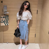 Girl Suit Summer 2023 New Trendy Net Red Big Child Foreign Air Denim Half Body Dress Child Fried Street Summer Dress Tide