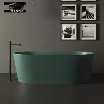 Matte green free-standing household powder room Hotel bed and breakfast wash room Large capacity double Qimei stone bathtub