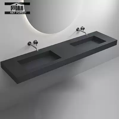 Matte black stone one-piece household washbasin Hotel washbasin Bed and breakfast wall-mounted under-counter basin customization