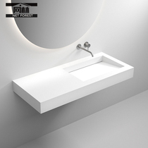 Hidden sewer hanging wall-style integrated artificial stone pelvic floor basin hotel washroom washbasin bathroom washing table customised