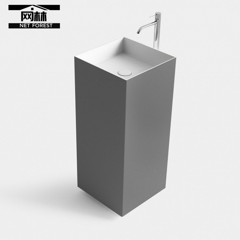 Net forest integrated artificial stone matt grey floor type square washbasin make-up room Wash Basin column basin Customized