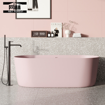 Net Forest Pink integrated Qimei Stone Independent style tub Home Double NPC capacity Bathtub Hotel Artificial Stone Bathtub