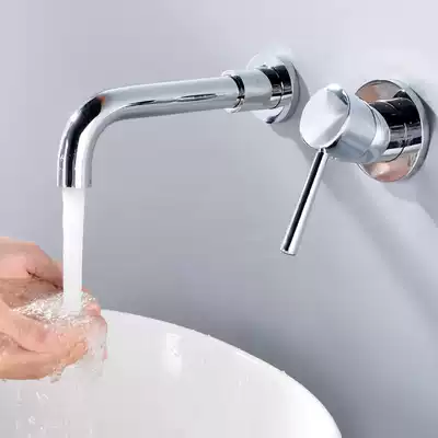 Simple household bathroom powder room washbasin all copper material concealed hot and cold water in the wall embedded faucet