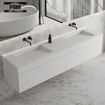 White integrated artificial basin countertop table in double basin home hotel toilet bathroom wash washbasin customised