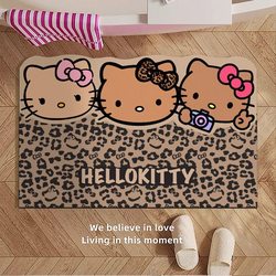 Retro Black Leather Hellokitty Bathroom Absorbent Soft Diatom Mud Toilet Bathroom Door Non-Slip Absorbent Foot Mat