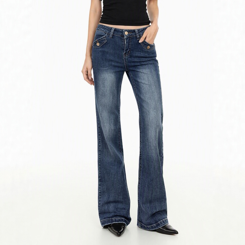 My Fairy | Retro Flip Pocket | Women's Jeans That Don'T Hug the Legs, Straight-Leg, Low-Waisted, Slimming, Slim-Fit, Slightly Flared Pants