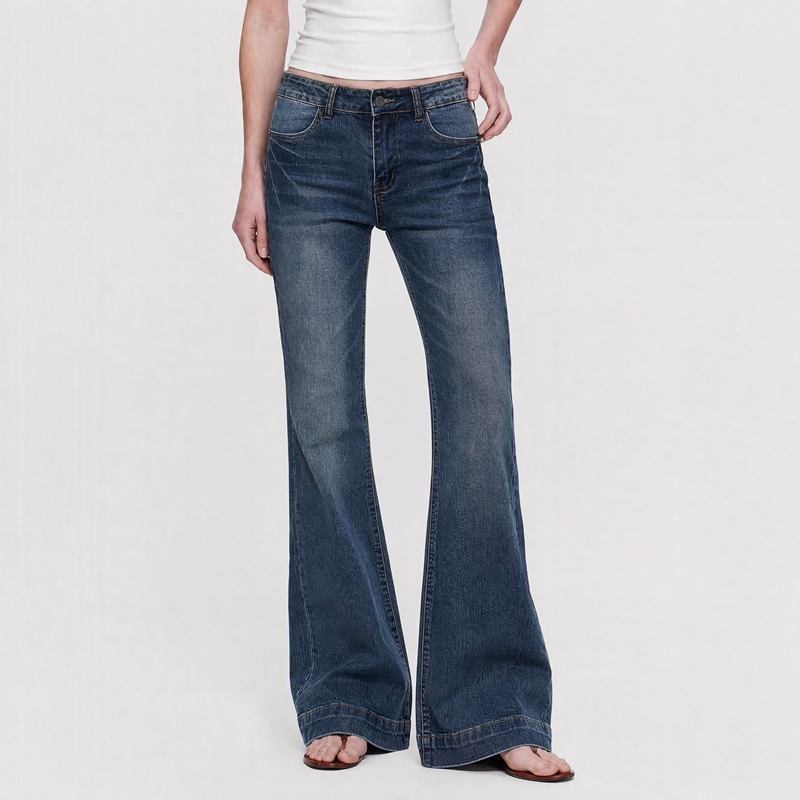 Myfaerie Lightning Cat Claw 3.0~ Retro Whiskered Pattern Flared Jeans for Women, Mid-Low Waist, Slimming and Versatile Myfaerie Lightning Cat Claw 3.0~ Retro Whiskered Pattern Flared Jeans for Women, Mid-Low Waist, Slimming and Versatile