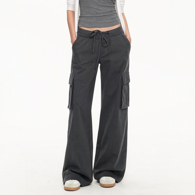Myfaerie Silhouette Drawstring Cargo Pants~ a Must-Have! a Stylish and Slimming American High Street Summer Pants for Women