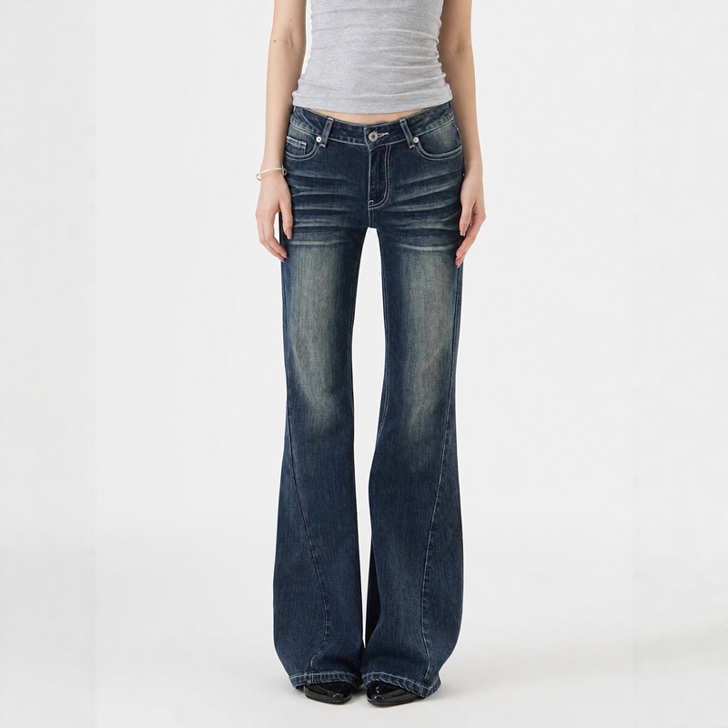 My Fairy | My-510 | 12.8 oz Giselle Style ~ Faded Whiskered Stretch Bootcut Jeans for Women