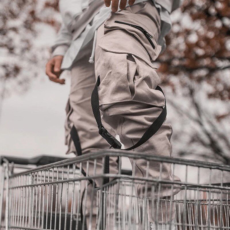 Sports pants men's muscle tide brand ins autumn and winter new fitness brother training loose multi-pocket beam mouth long pants