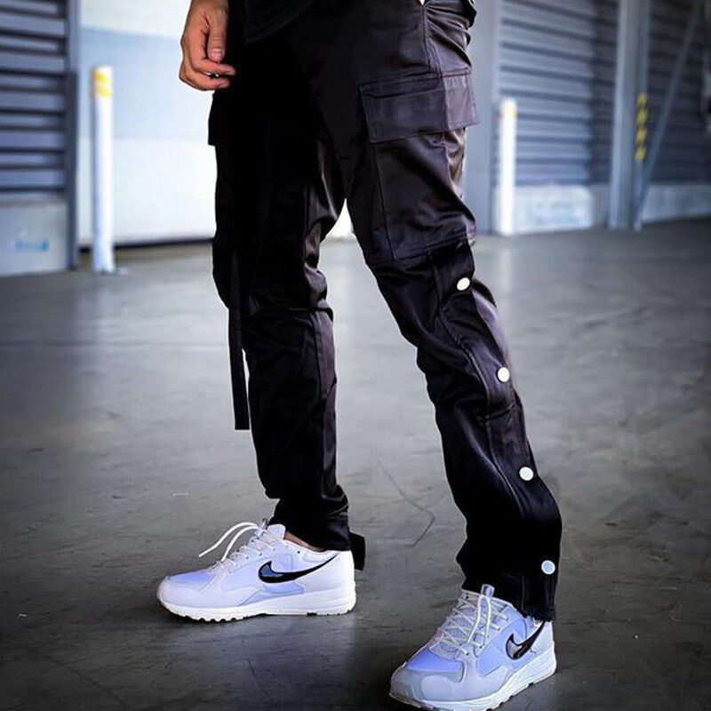 Muscle spring and autumn thin fitness pants male brother running sports trousers FOG high street Velcro breasted pants trendy