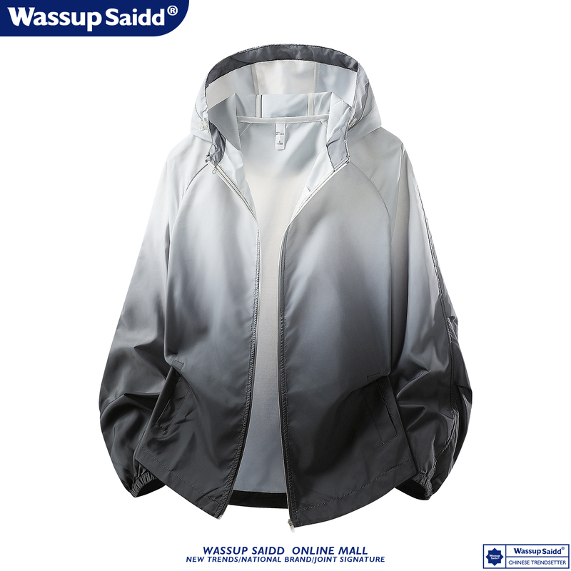Wassup Saidd Outdoor Casual Style Sun Protection Clothing for Men and Women, Hooded Thin Breathable Loose Gradient Color Jacket
