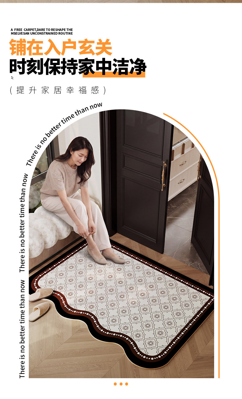 High-end luxury entrance floor mat, leather, easy to clean, non-slip, vintage-style, unique-shaped doormat wholesale