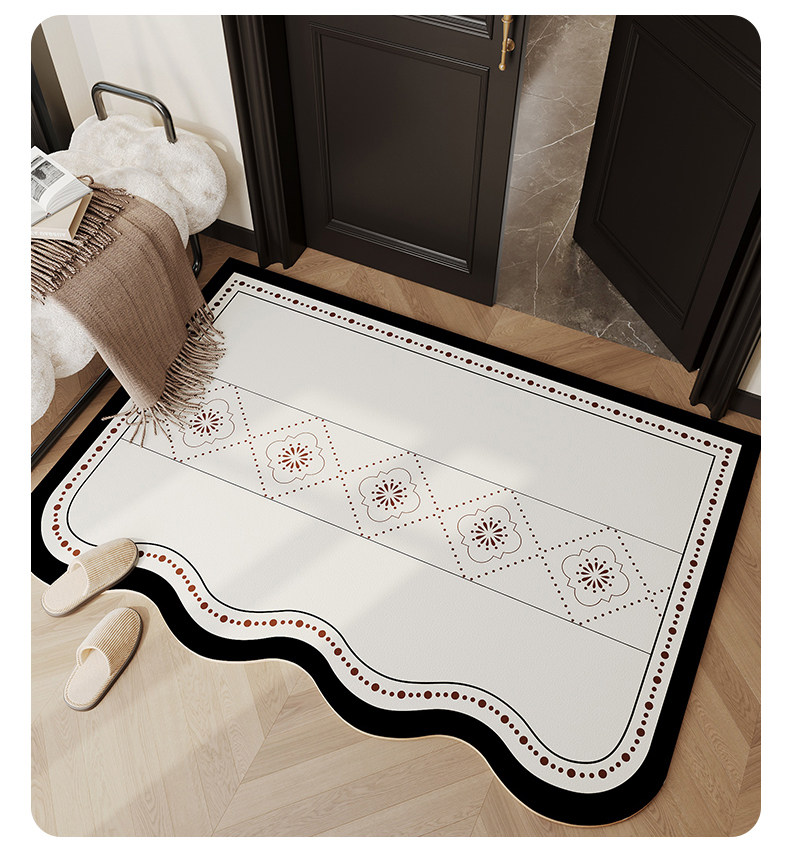 High-end luxury entrance floor mat, leather, easy to clean, non-slip, vintage-style, unique-shaped doormat wholesale