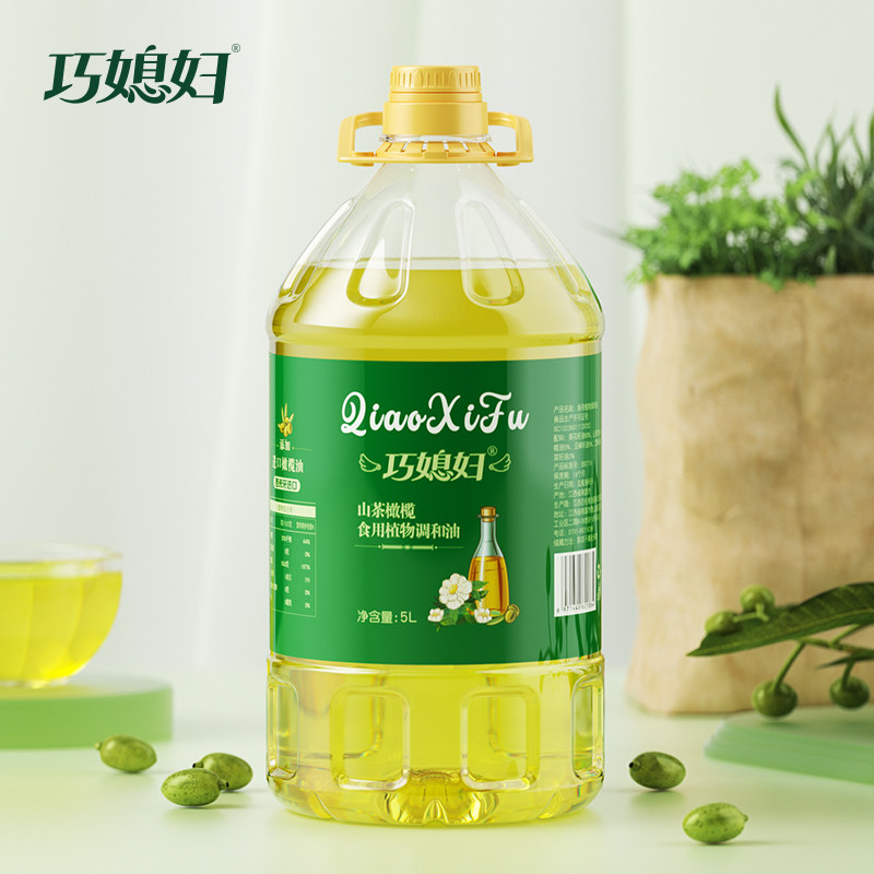 Qiao wife pressed camellia olive blended oil edible oil 5L large barrel home cooking camellia oil plant