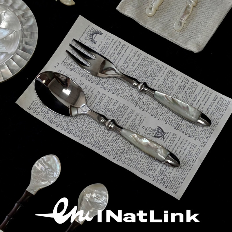 Inl|Niche Natural Mother-Of-Pearl Stainless Steel Spoon and Fork Set, Home Gift, Western-Style Tableware with a High-End Feel Inl|Niche Natural Mother-Of-Pearl Stainless Steel Spoon and Fork Set, Home Gift, Western-Style Tableware with a High-End Feel