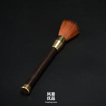Black Sandalwood Pure Copper Tea Brush Raising Pot Pen Kung Fu Solid Wood Brush Pen Brush Tea Sweep Tea Pen Tea Set Spare Parts Sweeping Water Brush