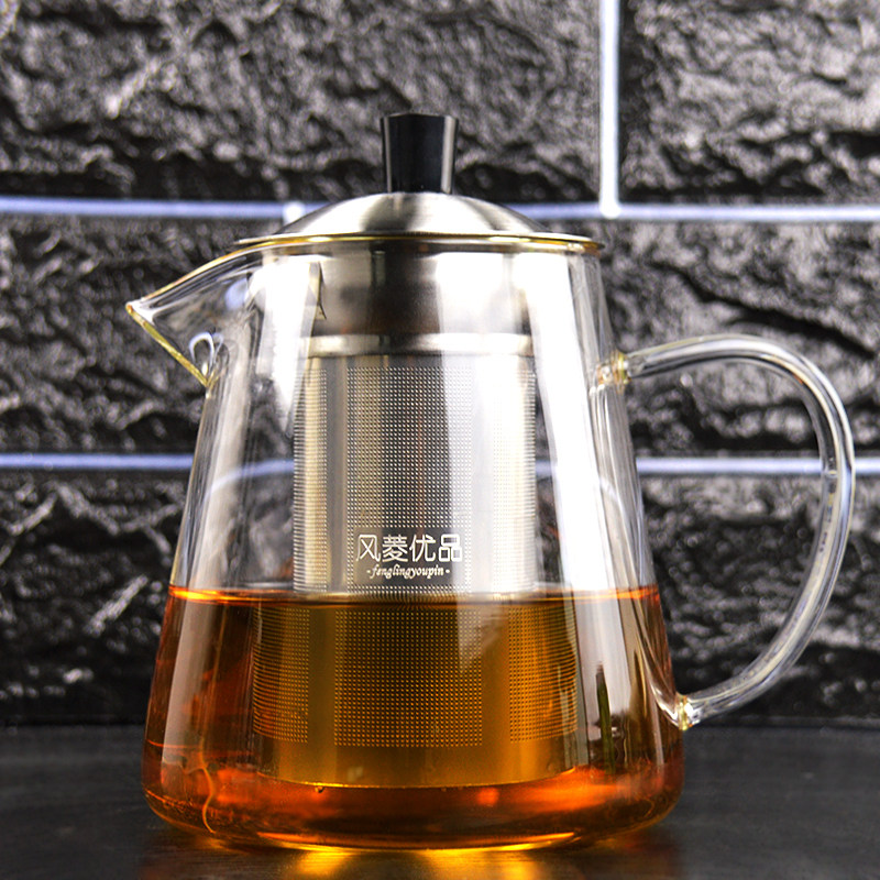 Heat resistant glass teapot stainless steel filter tea maker High temperature resistant thickened black tea tea set Home Flower tea pot suit