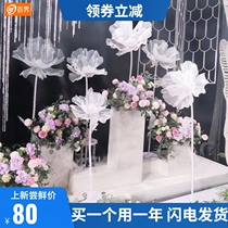 Baijie wedding props road guide flower wedding scene decoration stage background silk yarn flower finished silk mesh flower