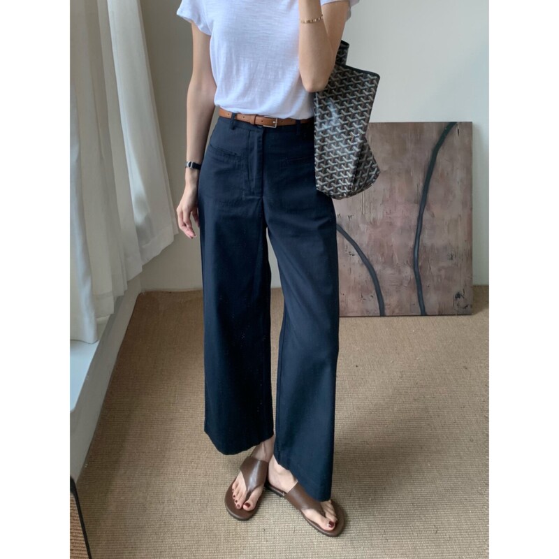 Commuting Essential Nine-Point Straight-Leg Pants, Tencel Cotton, Early Autumn 2026, Simple Khaki Color 598 (Includes Belt)