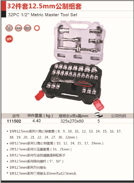 ToolKing 32-piece set 12 5mm metric set