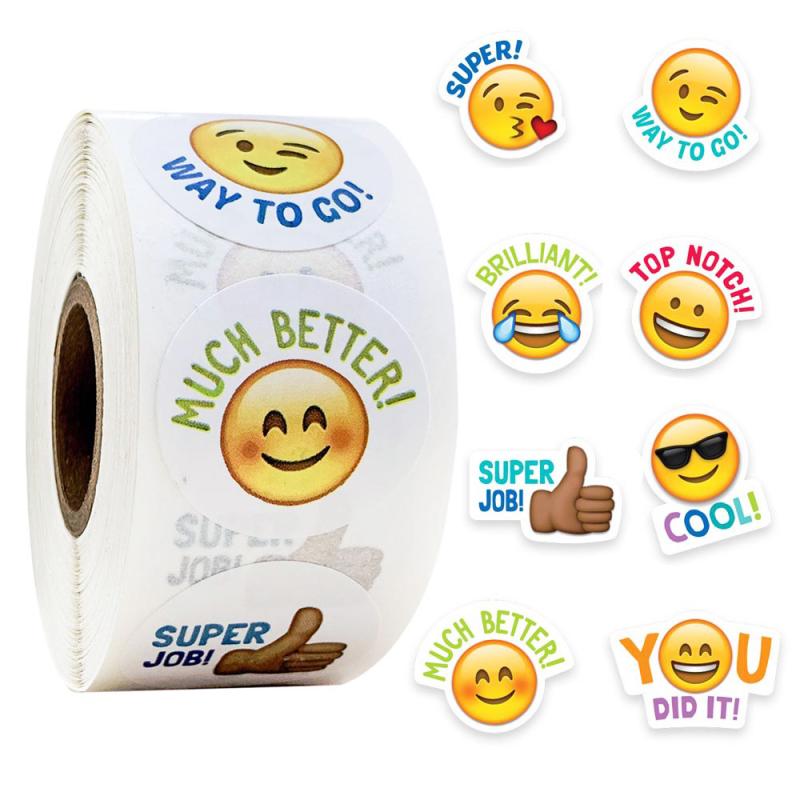 500 rolls of smiley face emoticon stickers cute rewards praise children English words learning puzzle