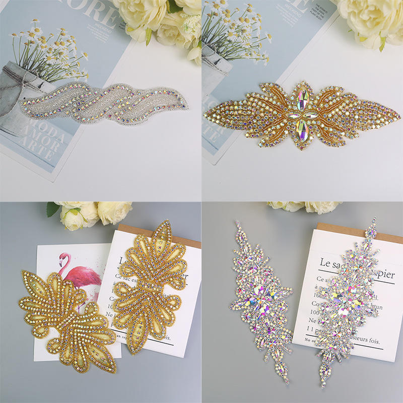 New Gold-Colored Rhinestone Crystal Glass Rhinestone High-End Handmade Rhinestone Applique Bridal Waistband Adhesive Rhinestone Applique New Gold-Colored Rhinestone Crystal Glass Rhinestone High-End Handmade Rhinestone Applique Bridal Waistband Adhesive Rhinestone Applique