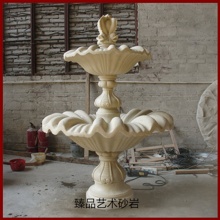 Sand rock water spray sculpture Red dragon fountain European fountain Outdoor water feature Glass fiber water spray sculpture factory direct sales