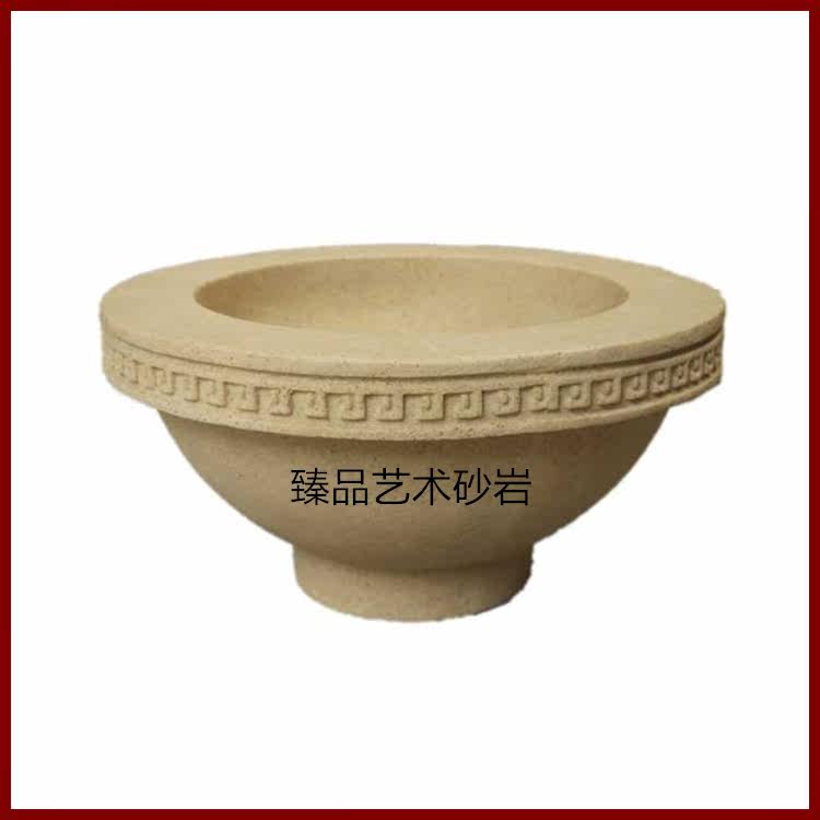 Sandstone back pattern flower pot sculpture Landscape art Flower bowl European relief mural background wall Glass fiber imitation copper sculpture