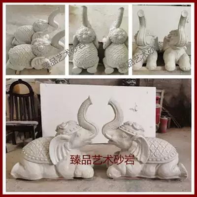 Sandstone water spray sculpture Lucky elephant water spray European fountain outdoor water feature glass fiber water spray sculpture factory direct sales