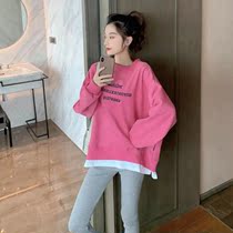 Douyin girls wear a Portal plus velvet sweater autumn and winter women tide ins Japanese loose Joker fake two tops