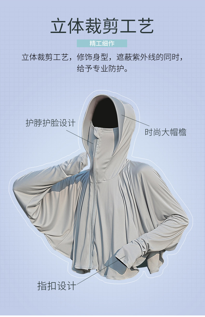 浪莎  女轻薄连帽多角度防晒衣 图5