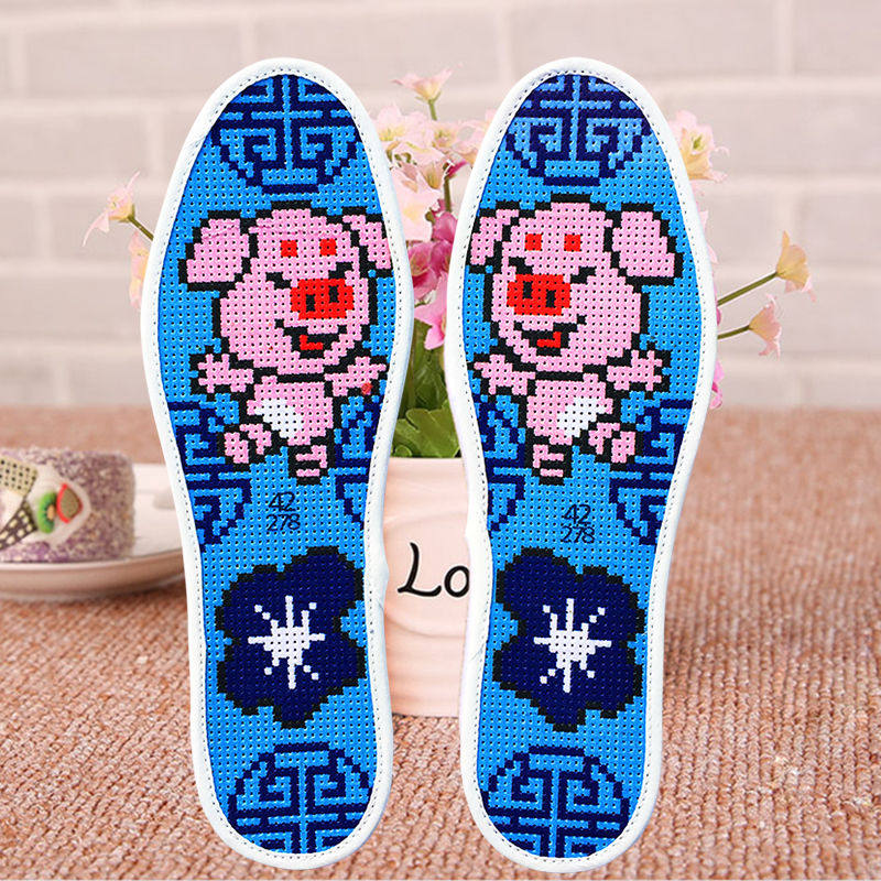 Buy 3 send 1 Buy 5 send 2 No fade zodiac semi-finished cross stitch pinhole printed insole with needle thread
