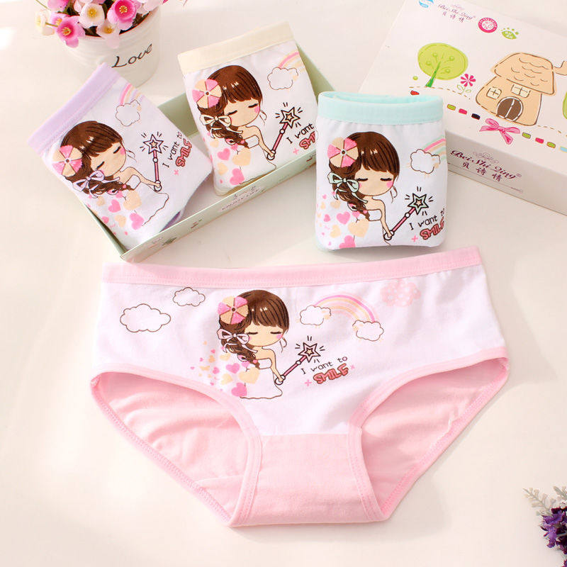 Multiple dress girl's underwear 95% cotton triangular underwear for children 1-12-year-old baby children's underpants