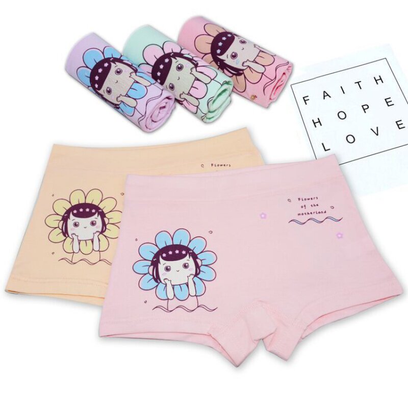 Children's Underwear Cotton Girl Flat Corner Cartoon Fine Cotton Shorts Elementary School Kids Underwear baby 1-3-5-7-13 years old