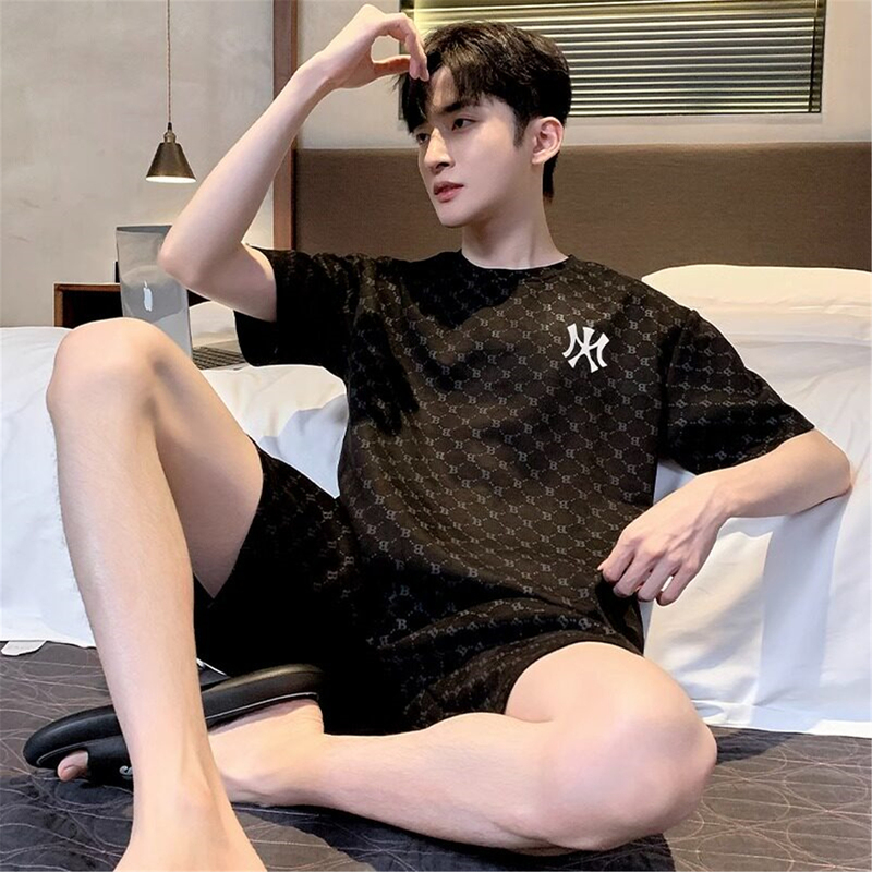 High-End Men's Summer Modal Short-Sleeve Thin Pullover Pajamas for Teenagers, Suitable for Both Indoor and Outdoor Wear High-End Men's Summer Modal Short-Sleeve Thin Pullover Pajamas for Teenagers, Suitable for Both Indoor and Outdoor Wear